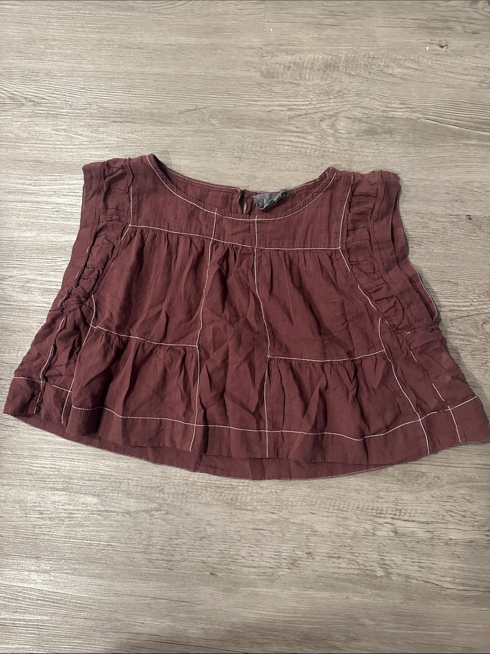 Anthropologie Women’s Ruffled Sleeveless Top in Deep Mauve